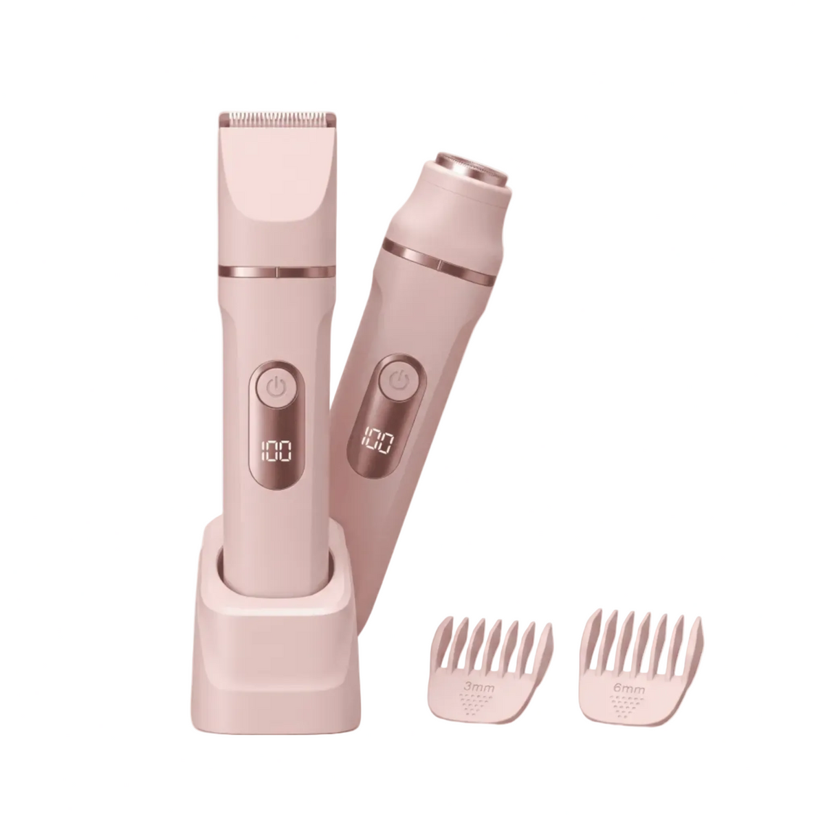 Women’S 2-In-1 Electric Bikini Trimmer & Facial Shaver, Painless Ceramic Blade Body Groomer with Waterproof Wet Dry Design, Rechargeable Travel Razor for Smooth Skin